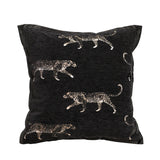 SOGA 45cm Light Luxury Vintage Leopard Print Square Black Throw Pillow