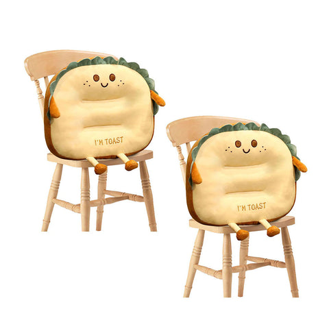 SOGA 2X Smiley Face Toast Bread Cushion Stuffed Car Seat Plush Cartoon Back Support Pillow Home Decor