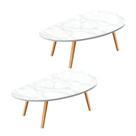 SOGA 2X 80x40cm White Stone Pattern Living Room Nordic  Coffee Table Modern Style