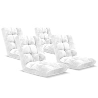 SOGA 4X Floor Recliner Folding Lounge Sofa Futon Couch Folding Chair Cushion White x4