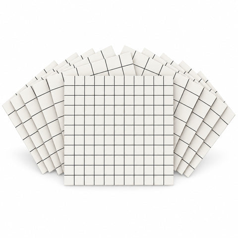 SOGA Peel & Stick Floor and Wall Tiles 60 x 60cm 10 Pack White Grid Tile Look