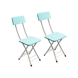 SOGA Blue Foldable Chair Space Saving Lightweight Portable Stylish Seat Home Decor Set of 2