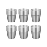 SOGA 175ml Stainless Steel Cups Set of 6 Reusable Durable Silver Drinking Tumblers