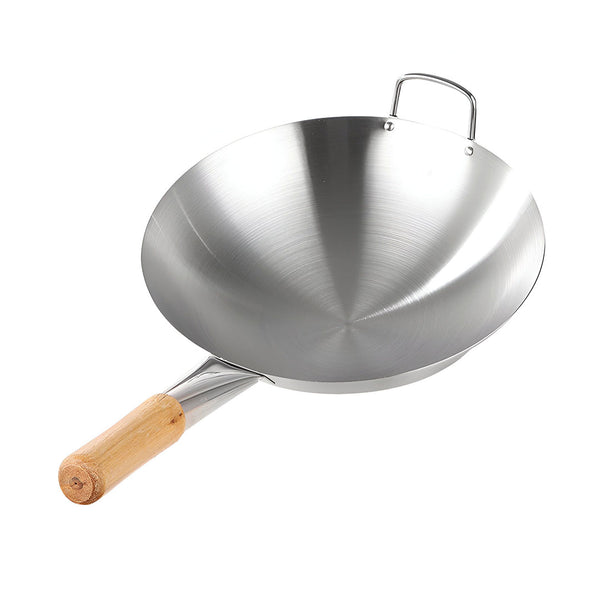 SOGA 40cm Stainless Steel Kitchen Cooking Wok with Wood Handle