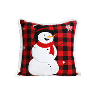 SOGA 45cm Throw Pillow Red Christmas Snowman Square Cushion for Festive Holiday Winter Home Decor