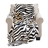 SOGA 130x170cm Throw Blanket Black and White Soft Zebra Print Half Fleece Casual Stylish Cozy