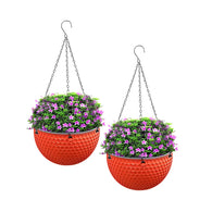 SOGA 2X Red Large Hanging Resin Flower Pot Self Watering Basket Planter Outdoor