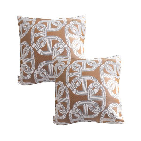 SOGA 2X 50cm Artistic Camel Brown White Geometric Pattern Throw Pillow