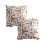 SOGA 2X 50cm Artistic Camel Brown White Geometric Pattern Throw Pillow