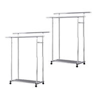 SOGA 2X 120cm Stainless Steel Floor-Standing Clothes Rack - Durable and Space-Saving Laundry Organizer