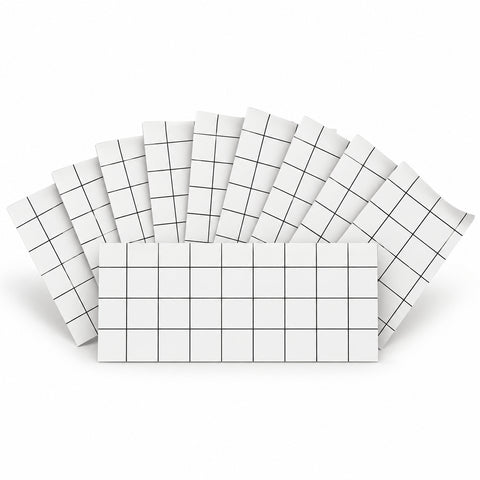 SOGA Peel & Stick Floor and Wall Tiles 30 x 60cm 10 Pack White Grid Tile Look