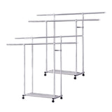 SOGA 2X 200cm Stainless Steel Floor-Standing Clothes Rack - Durable and Space-Saving Laundry Organizer