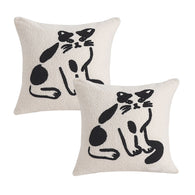 SOGA 2x 45cm Off-White Cat Design Square Throw Pillow