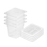 SOGA 150mm Clear Gastronorm GN Pan 1/6 Food Tray Storage Bundle of 4 with Lid