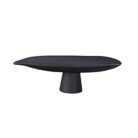 SOGA 46cm Black Ceramic Decorative Plate on Pedestal Stand
