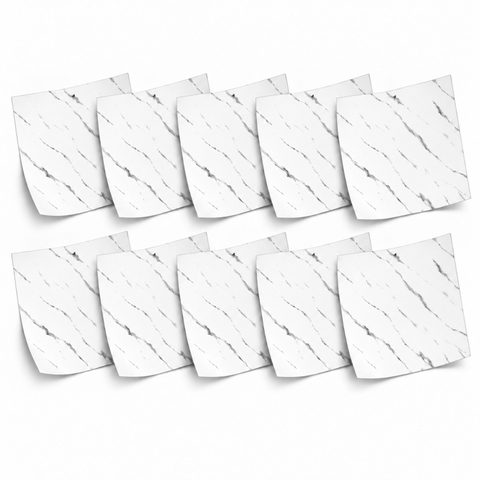 SOGA Peel & Stick Floor and Wall Tiles 60 x 60cm 10 Pack White Faux Marble