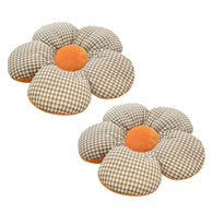SOGA 2X Orange Flower Cushion Shaped for Floor and Sitting Throw Pillow