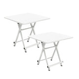 SOGA 2X White Dining Table Portable Square Surface Space Saving Folding Desk with Lacquered Legs  Home Decor