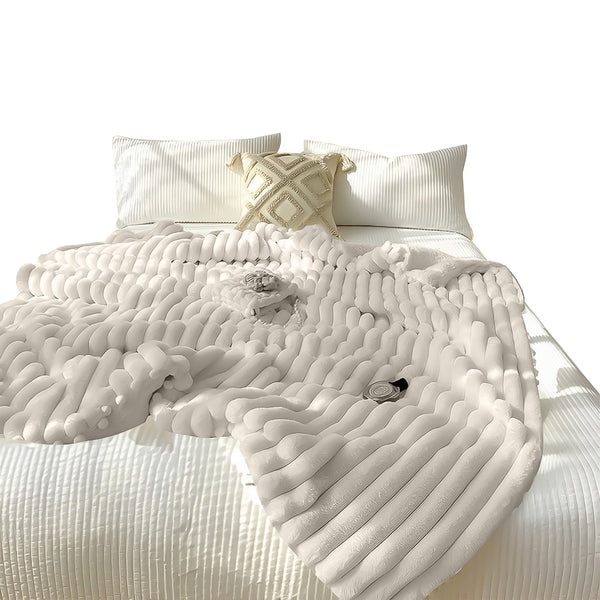 SOGA 150x200cm Throw Blanket Pearl White Premium Milk Velvet Luxuriously Soft Cozy Bedding