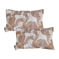 SOGA 2X 35cm Bohemian Camel Brown White Horse Pattern Throw Pillow