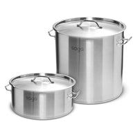 SOGA 14L Wide Stock Pot  and 50L Tall Top Grade Thick Stainless Steel Stockpot 18/10