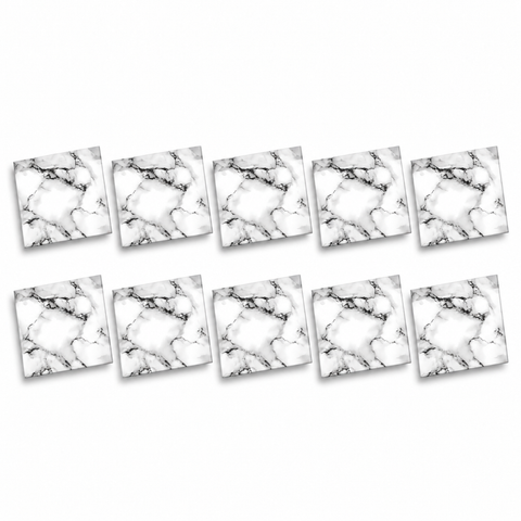 SOGA Peel & Stick Floor and Wall Tiles 60 x 60cm 10 Pack Black White Faux Marble