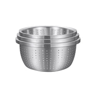 SOGA Stainless Steel Nesting Basin Colander Perforated Kitchen Sink Washing Bowl Metal Basket Strainer Set of 3