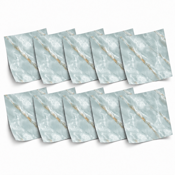SOGA Peel & Stick Floor and Wall Tiles 60 x 60cm 10 Pack Jade Faux Marble