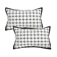 SOGA 2X 35cm Moroccan Black Cross Pattern Black Trim Decorative Throw Pillow