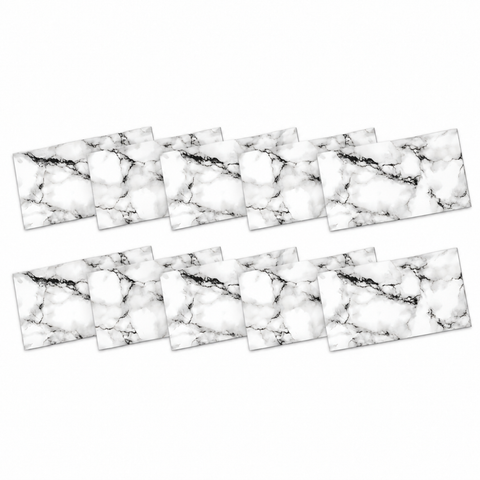 SOGA Peel & Stick Floor and Wall Tiles 30 x 60cm 10 Pack Black White Faux Marble