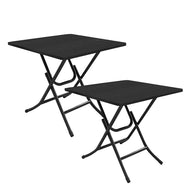 SOGA 2X Black Dining Table Portable Square Surface Space Saving Folding Desk with Lacquered Legs Home Decor