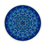 SOGA 90cm Blue Mandala Round Carpet for Living Room Bedroom Anti-slip Doormat, Home Decor