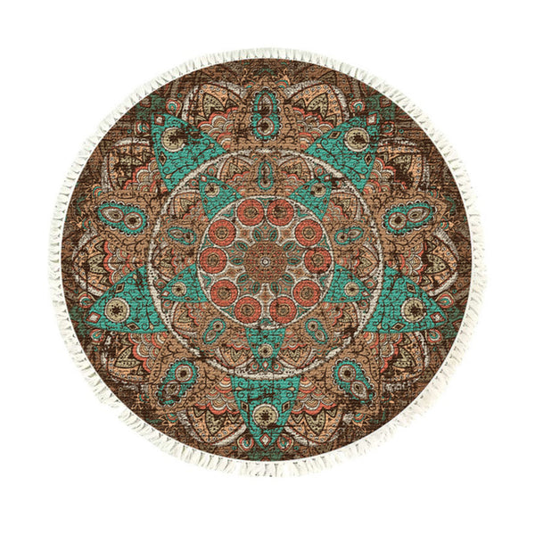 SOGA 90cm Mandala Round Area Thick Anti-slip Doormat Home Decor