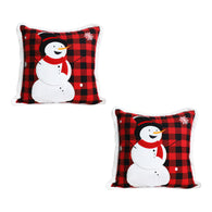 SOGA 2X 45cm Throw Pillow Red Christmas Snowman Square Cushion for Festive Holiday Winter Home Decor