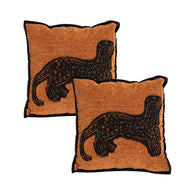 SOGA 2X 45cm Stylish Golden Yellow Black Leopard Pattern Throw Pillow