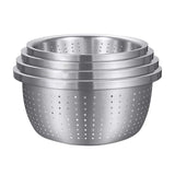 SOGA Stainless Steel Nesting Basin Colander Perforated Kitchen Sink Washing Bowl Metal Basket Strainer Set of 4