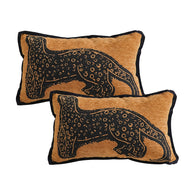 SOGA 2X 30cm Stylish Golden Yellow Black Leopard Pattern Throw Pillow