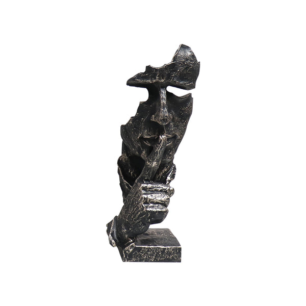 SOGA 31cm Shush Face Resin Sculpture – Silent Abstract Decor