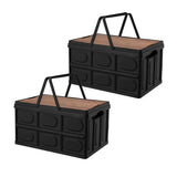 SOGA  2X 52.5cm 55L Black Car & Camping Foldable Storage Box Crate Stackable Container with Handle