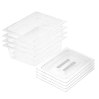 SOGA 100mm Clear Gastronorm GN Pan 1/2 Food Tray Storage Bundle of 4 with Lid