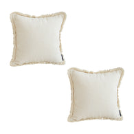 SOGA 2X 45cm Throw Pillow White Chenille Textured with Tassels Stylish Square Cozy Home Decor