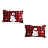 SOGA 2X 30cm Throw Pillow Red Christmas Snowman Lumbar Cushion for Festive Holiday Winter Home Decor