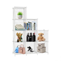 SOGA White Portable 9-Cube 3 Column Storage Organiser Foldable DIY Modular Grid Space Saving Shelf 149cm