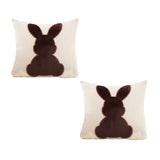 SOGA 2X 45cm Throw Pillow Light Tan Square Cushion with Soft Coffee Bunny Design Decorative Home Decor