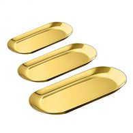 SOGA Gold Nordic Oval Plate Set Small Medium and Large for 3 Pieces Kitchen Essentials