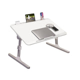 SOGA 70X45cm White Small Laptop Bed Portable Foldable Study Table Adjustable