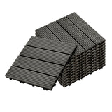 SOGA 11 pcs Grey DIY Wooden Composite Decking Tiles Garden Outdoor Backyard Flooring Home Decor