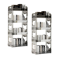 SOGA 2X 38x24x90cm Clear 4 Tier Bookshelf & Cosmetic Storage Organizer Trolley Rack