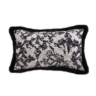 SOGA 30cm Vintage Black Pillowcase Set Black Herringbone Pattern Lumbar Throw Pillow