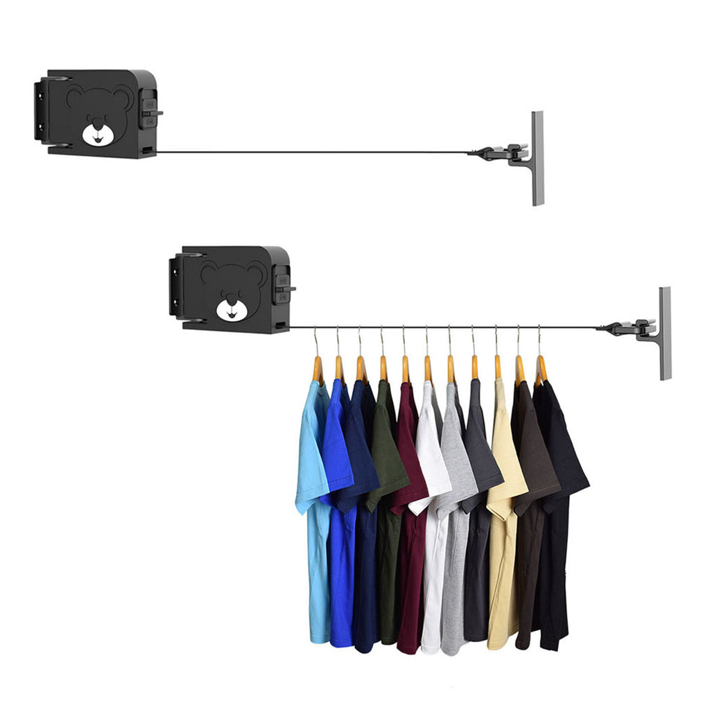 SOGA 2X 160mm Wall-Mounted Clothes Line Dry Rack Retractable Space-Sav ...